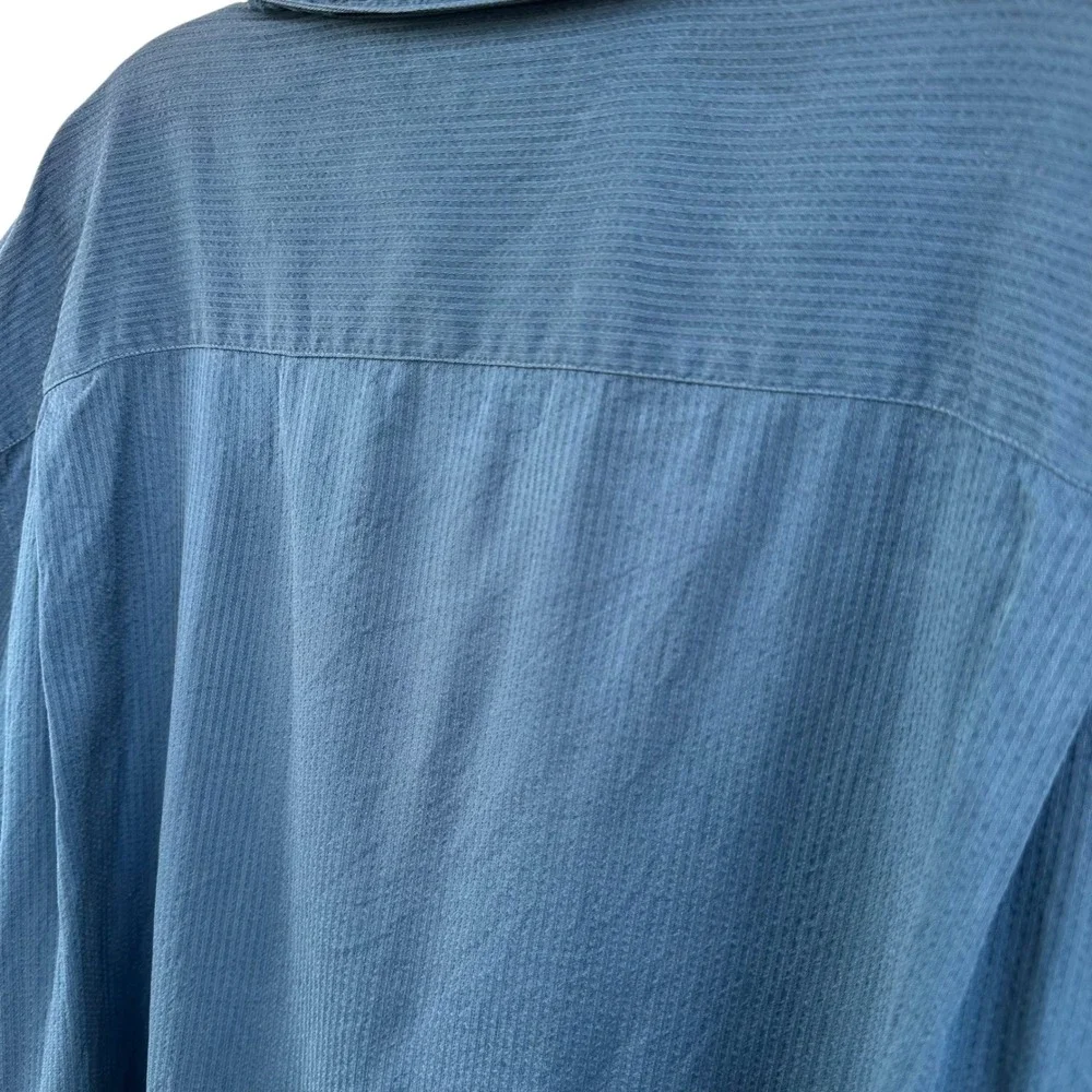 Tommy Bahama Mens XL Blue 100% Silk Short Sleeve Camp Shirt Coconut Buttons